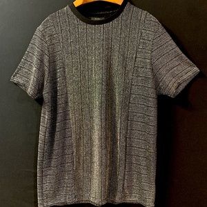 Zara, Silver and Black Sparkle Statement T-shirt size L